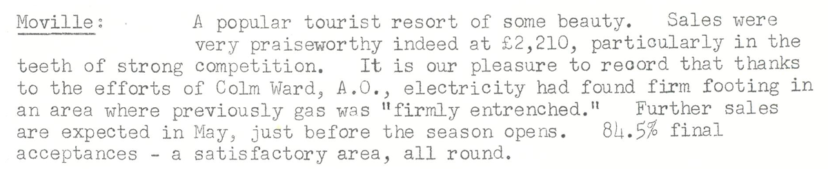 A scanned page from the ESB REO magazine about the Moville Rural Area