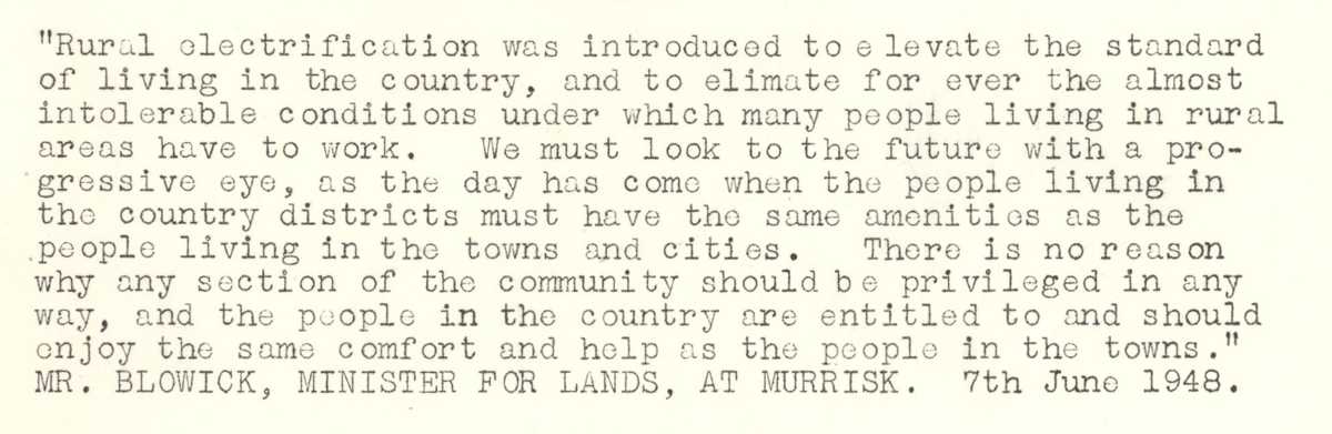 A scanned page from the ESB REO magazine about the Murrisk Rural Area