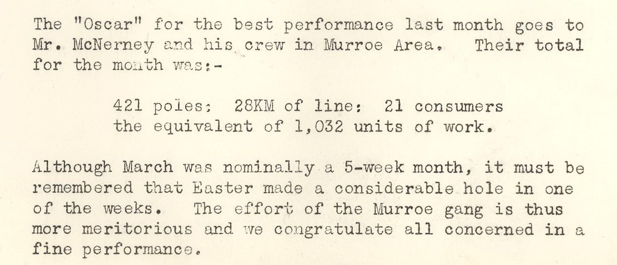 A scanned page from the ESB REO magazine about the Murroe Rural Area