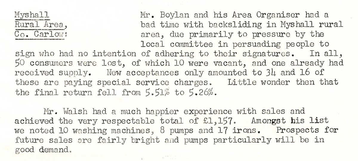 A scanned page from the ESB REO magazine about the Myshall Rural Area.