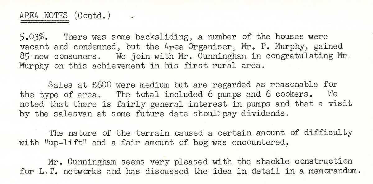A scanned page from the ESB REO magazine about the Newmarket Rural Area.