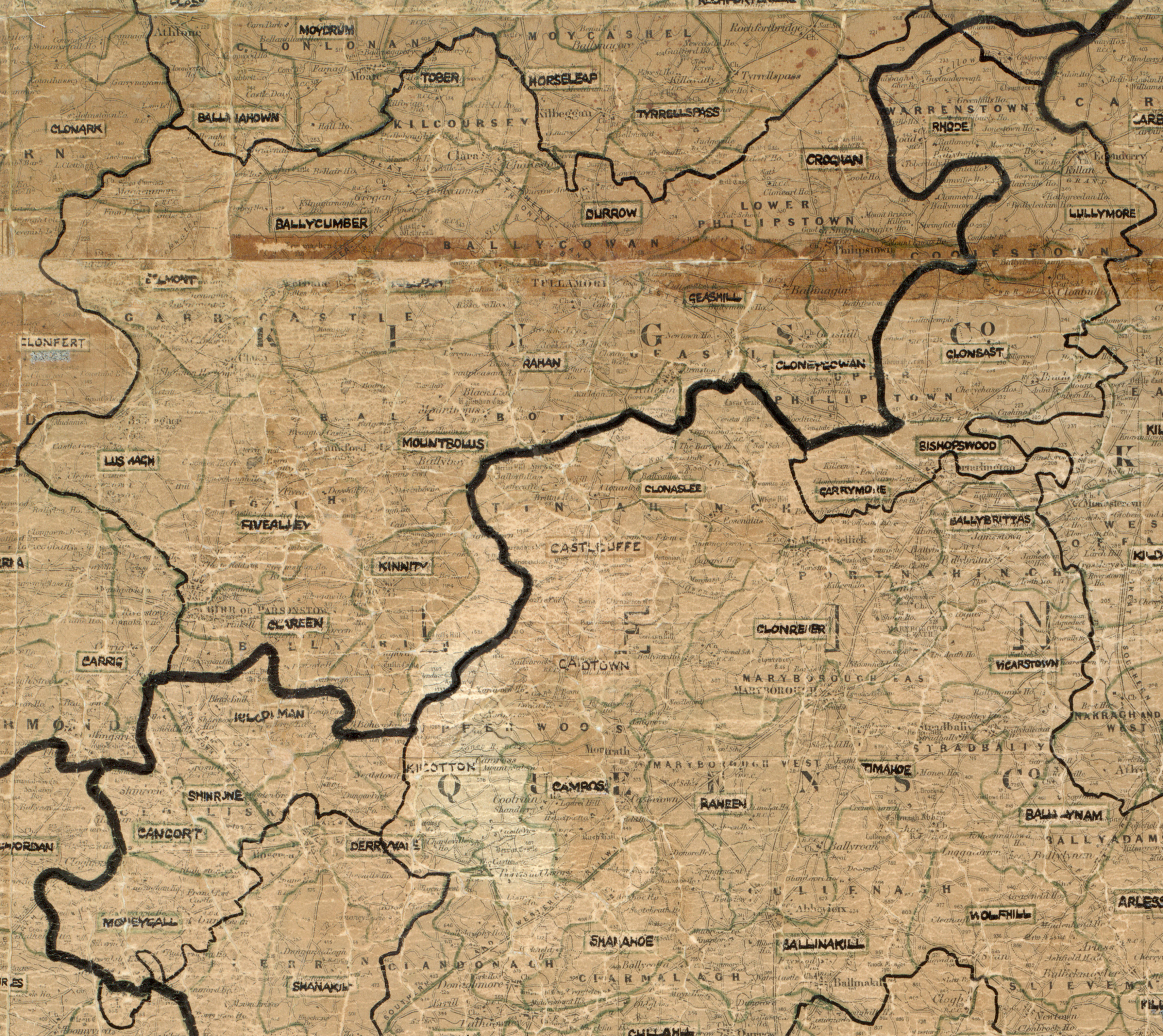 Map showing rural electrification area boundaries in County Offaly,.