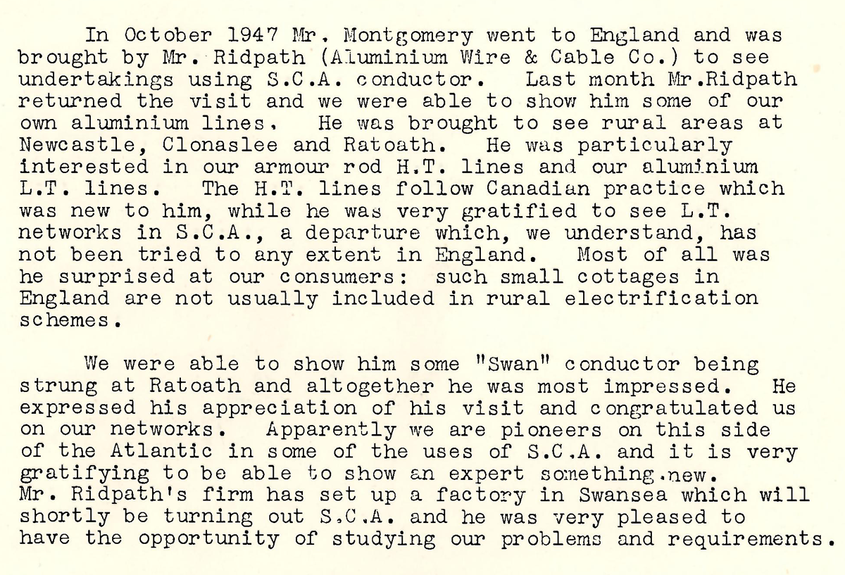 A scanned page from the ESB REO magazine about the Ratoath Rural Area.