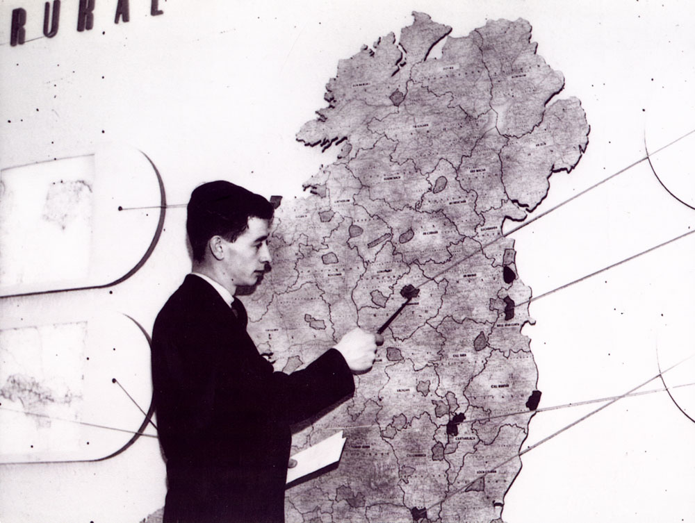 Man pointing at a map of Ireland
