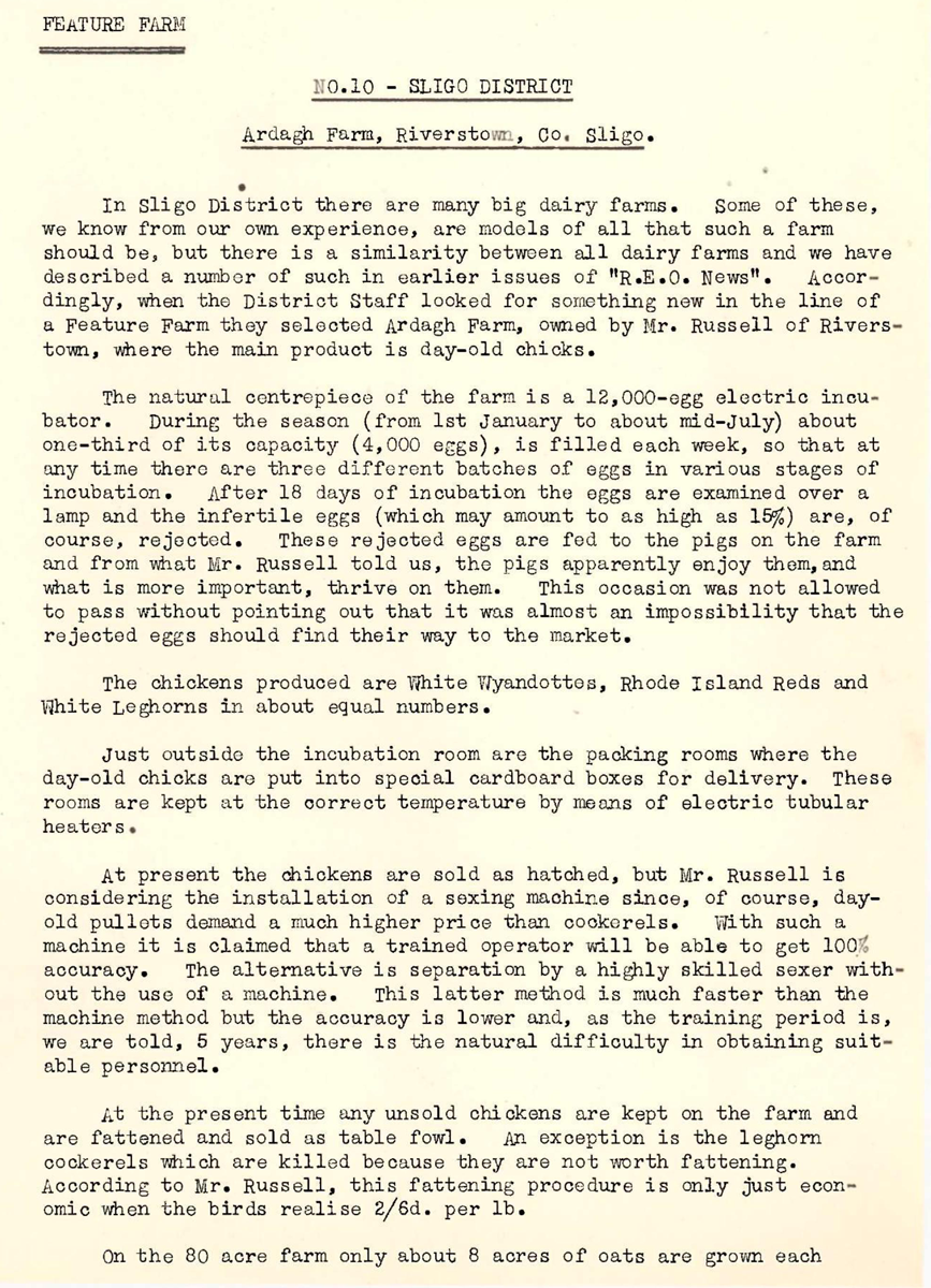 A scanned page from the ESB REO magazine about the Riverstown Rural Area.