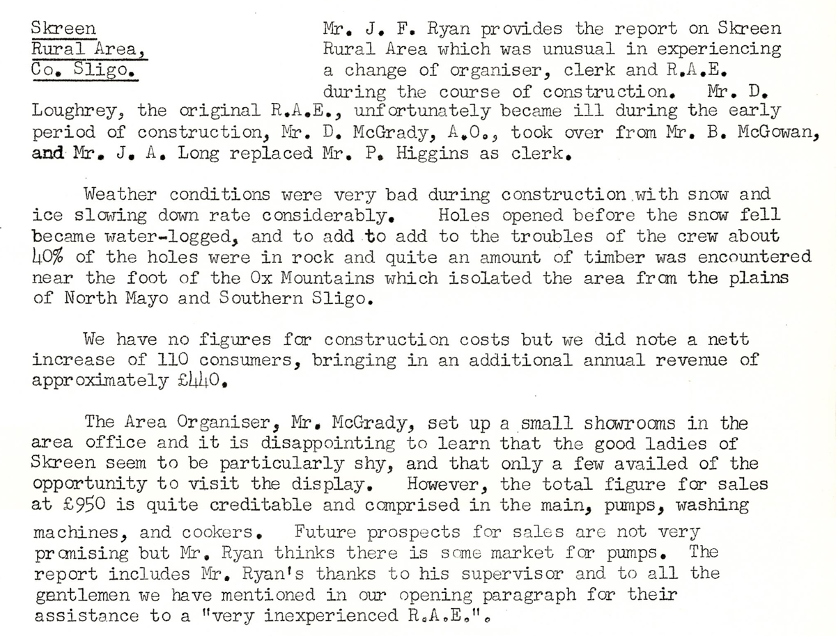 A scanned page from the ESB REO magazine about the Skreen Rural Area.