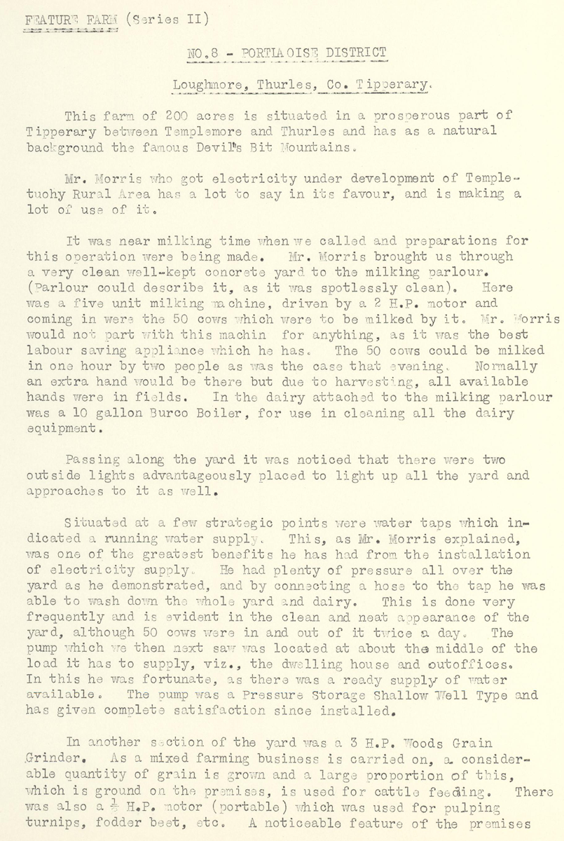 A scanned page from the ESB REO magazine about the Templetuohy Rural Area