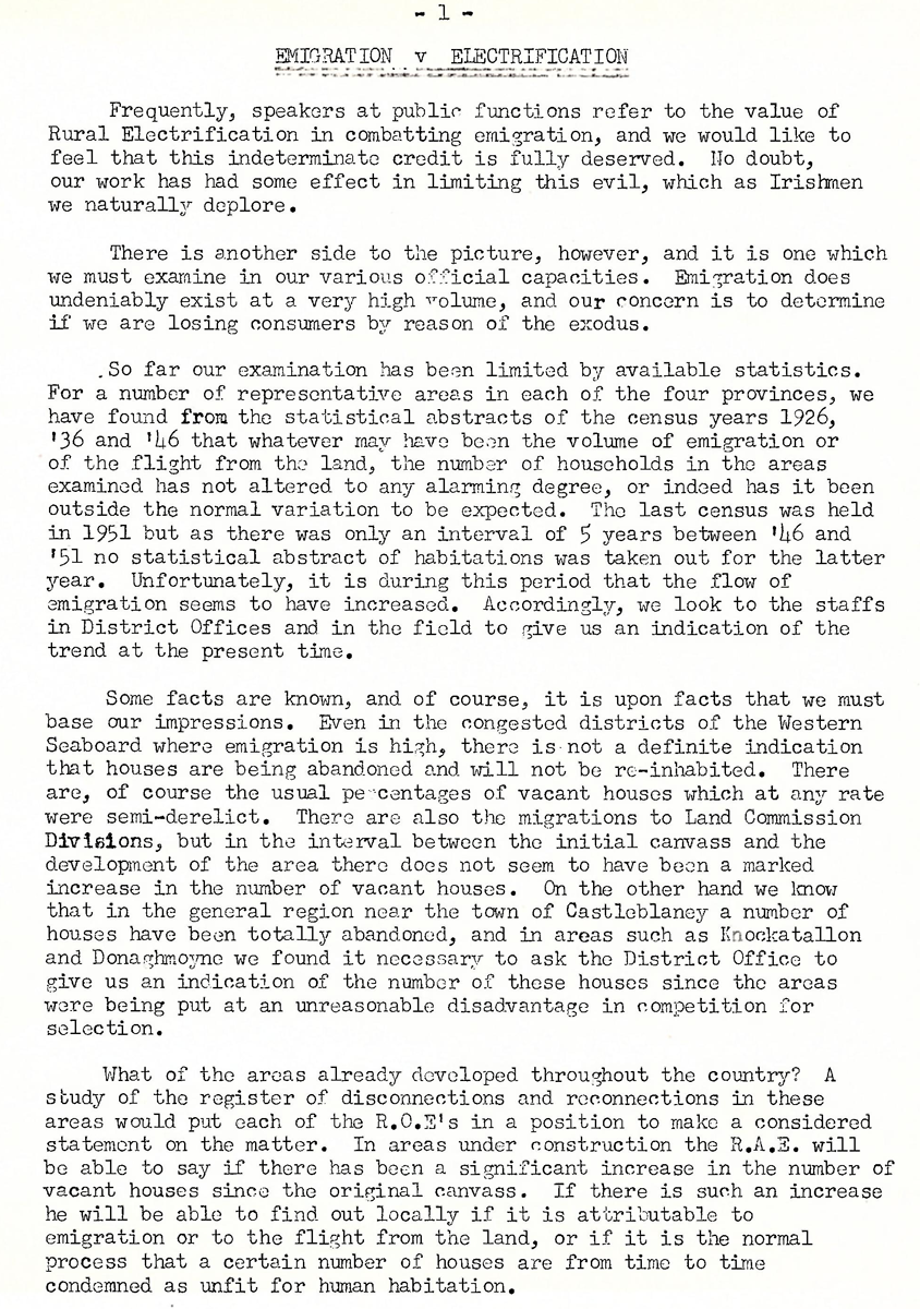 A scanned page from the ESB REO magazine about the Tydavnet Rural Area