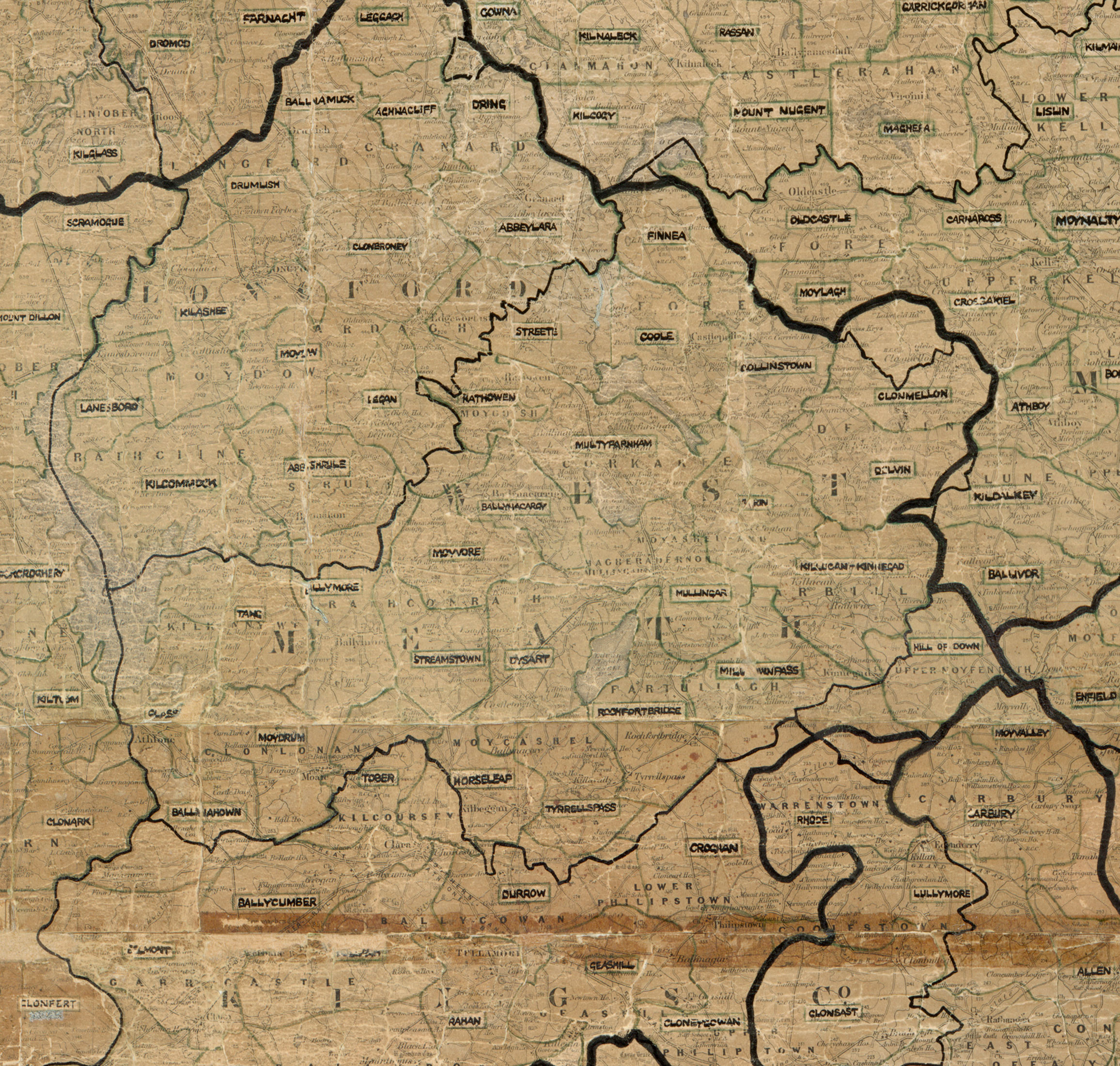 Map showing rural electrification area boundaries across County Westmeath.