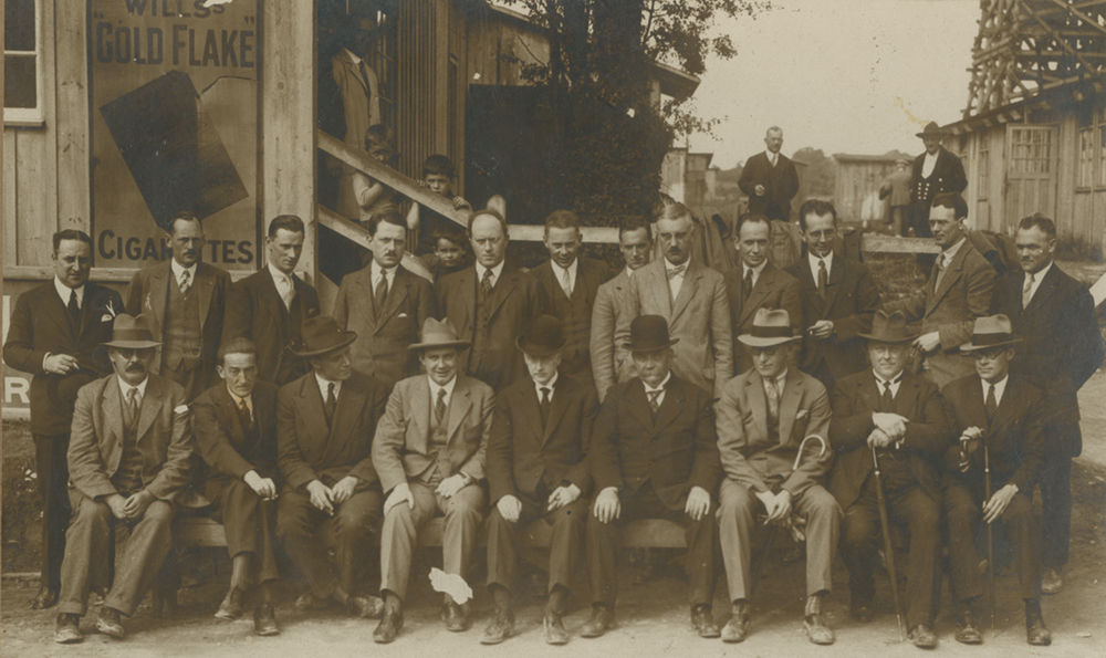 Group photograph of officials, engineers and Siemens representatives during the construction of the Shannon Scheme.